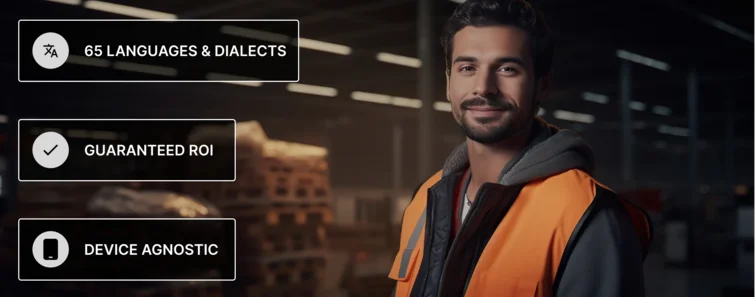 An image in the slide showing an operator, alongside the benefits of our solutions.