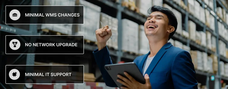 An image in the slide showing a man using electronic signature, alongside the benefits of our solutions.
